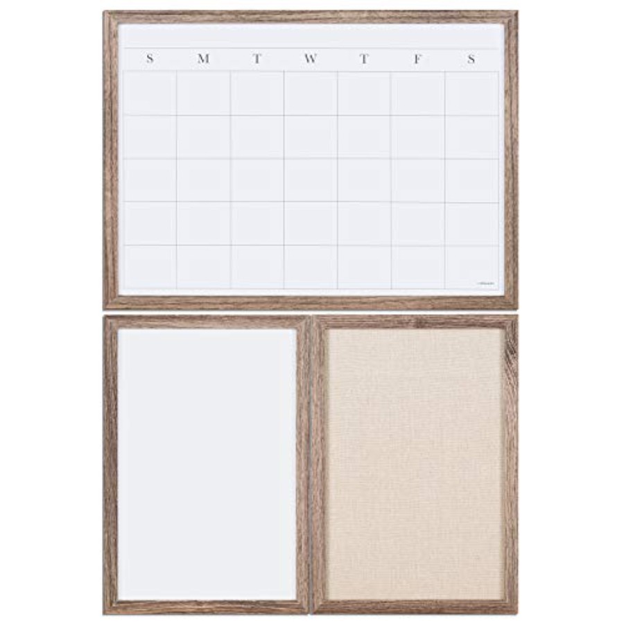 Whiteboard Magnetic - Organization Center Kit, Rustic Wood Frame,