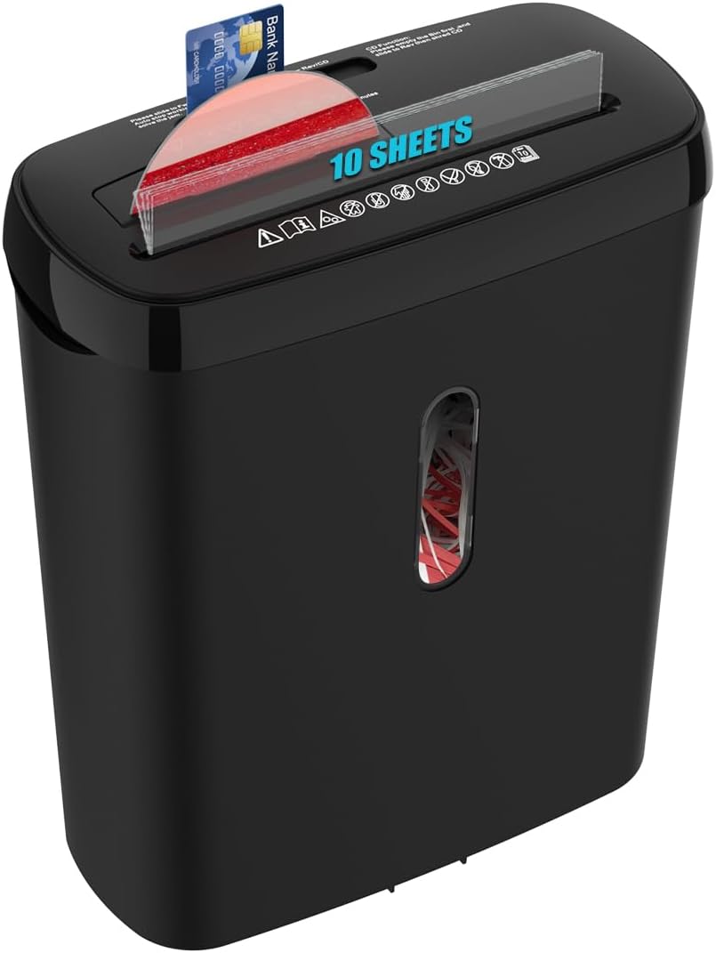 Home Office Paper Shredder - Paper Shredder, 10-Sheet Strip Cut with