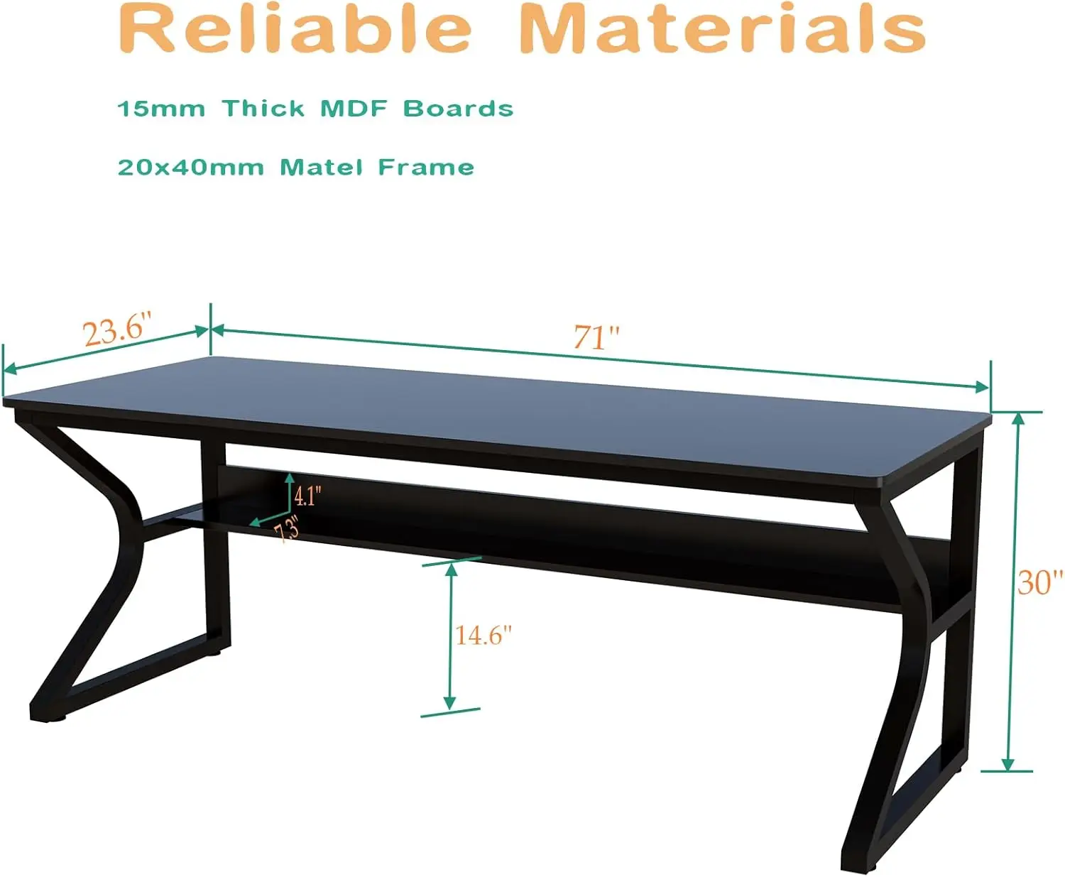 Extra Long Desk Bookshelf 71 D - Home Office With Two Desks recension och pris