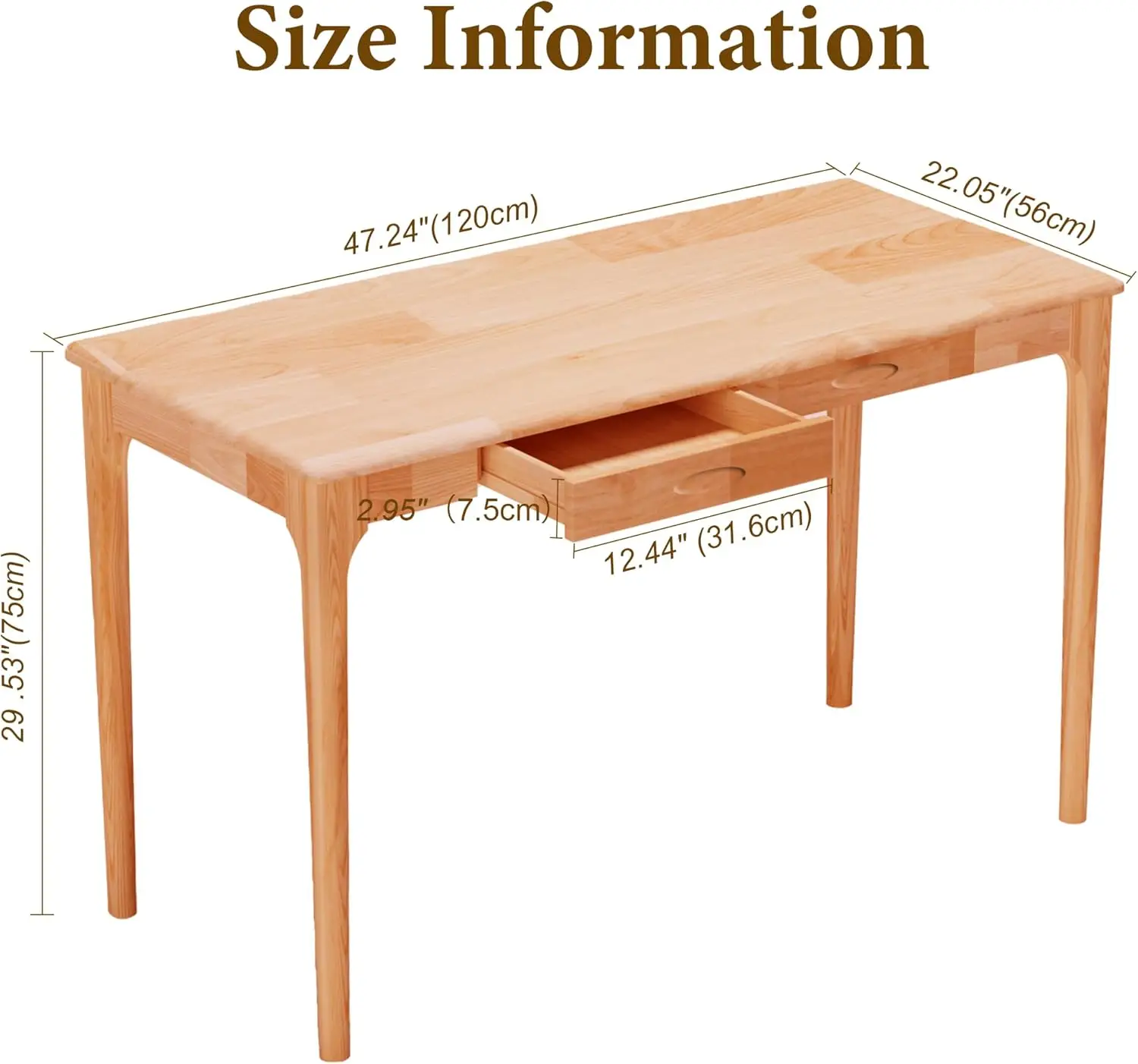 47 Inch Beech Solid Wood Desk  - Home Office Work Table recension och pris