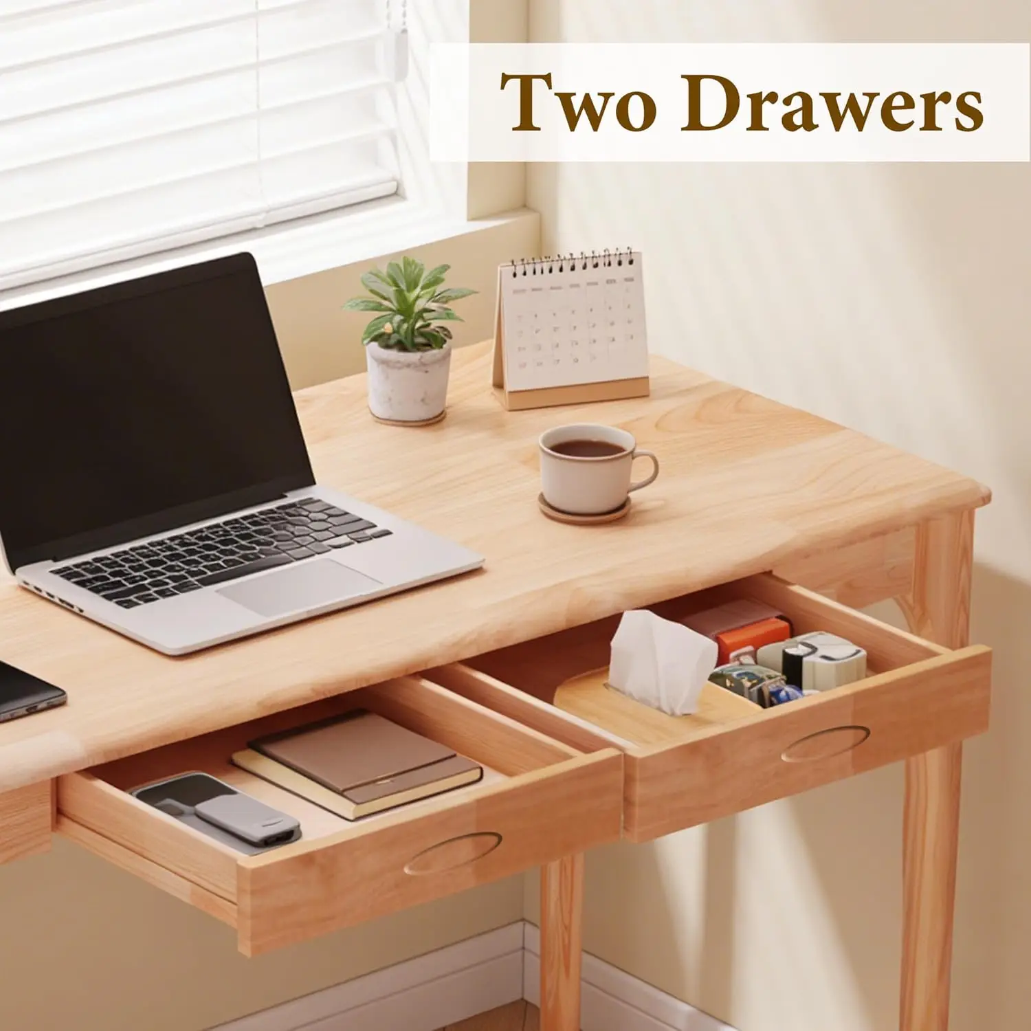 47 Inch Beech Solid Wood Desk  - Home Office Work Table recension och pris