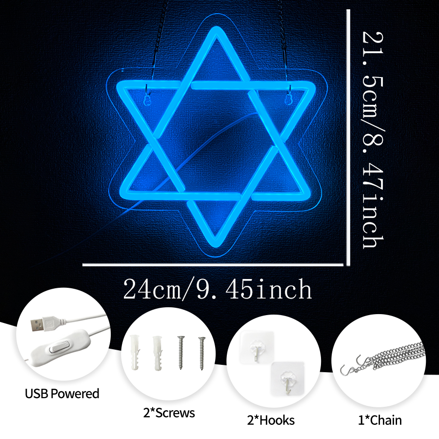 David Star Blue Led Neon Sign, - Home Office Icon recension och pris
