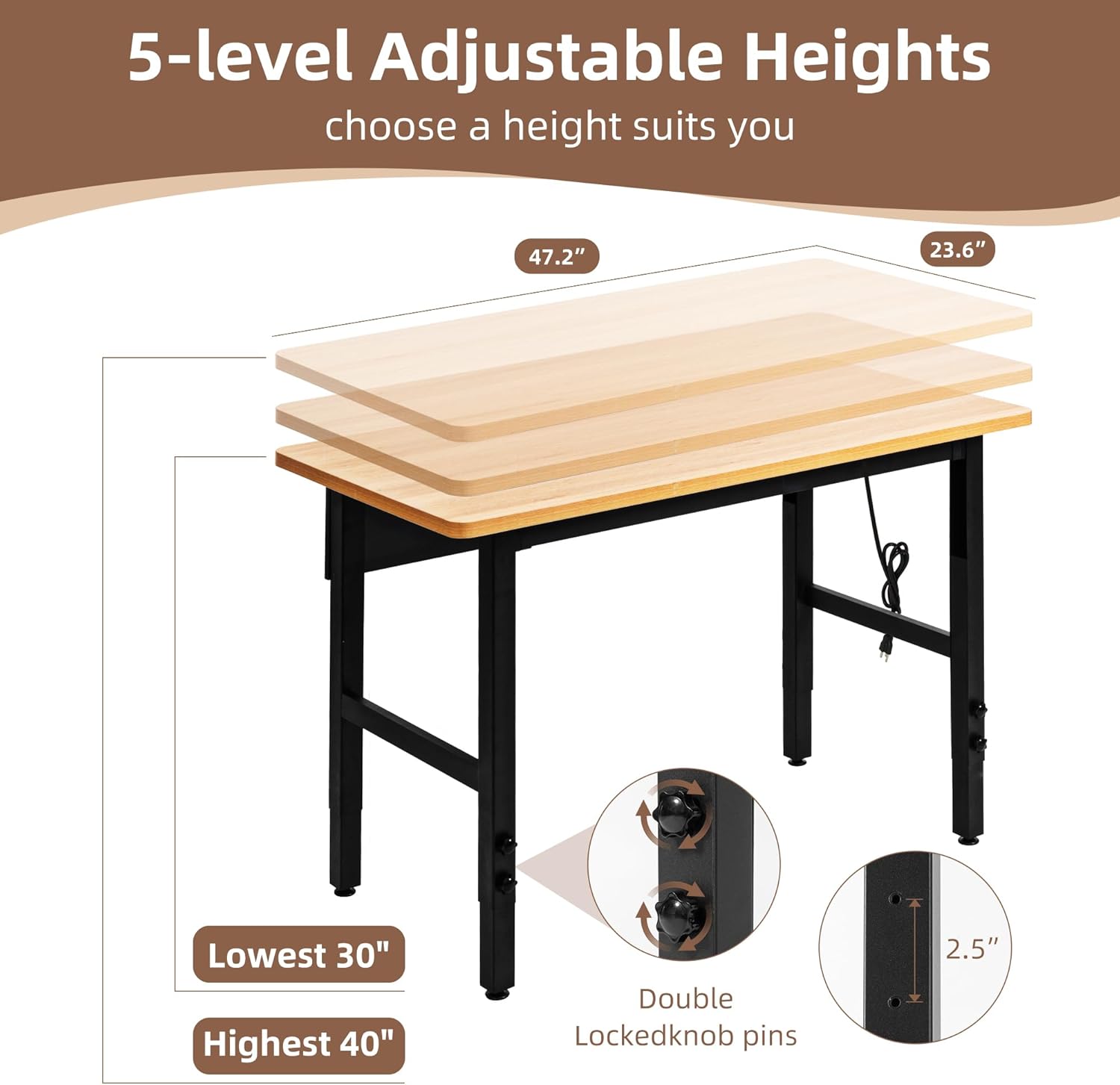 Adjustable Workbench With Powe - Home Office Work Table recension och pris