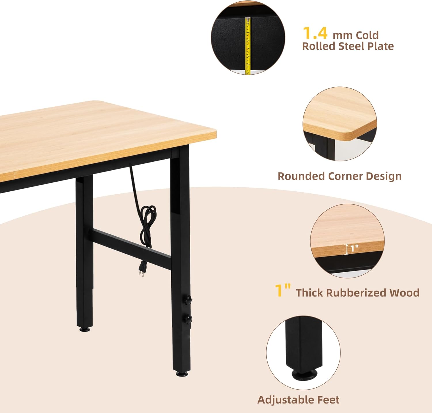 Adjustable Workbench With Powe - Home Office Work Table recension och pris