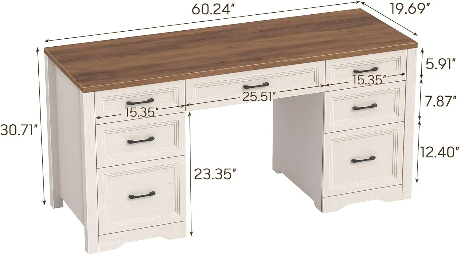 Farmhouse Executive Desk Woode - Home Office With Two Desks recension och pris