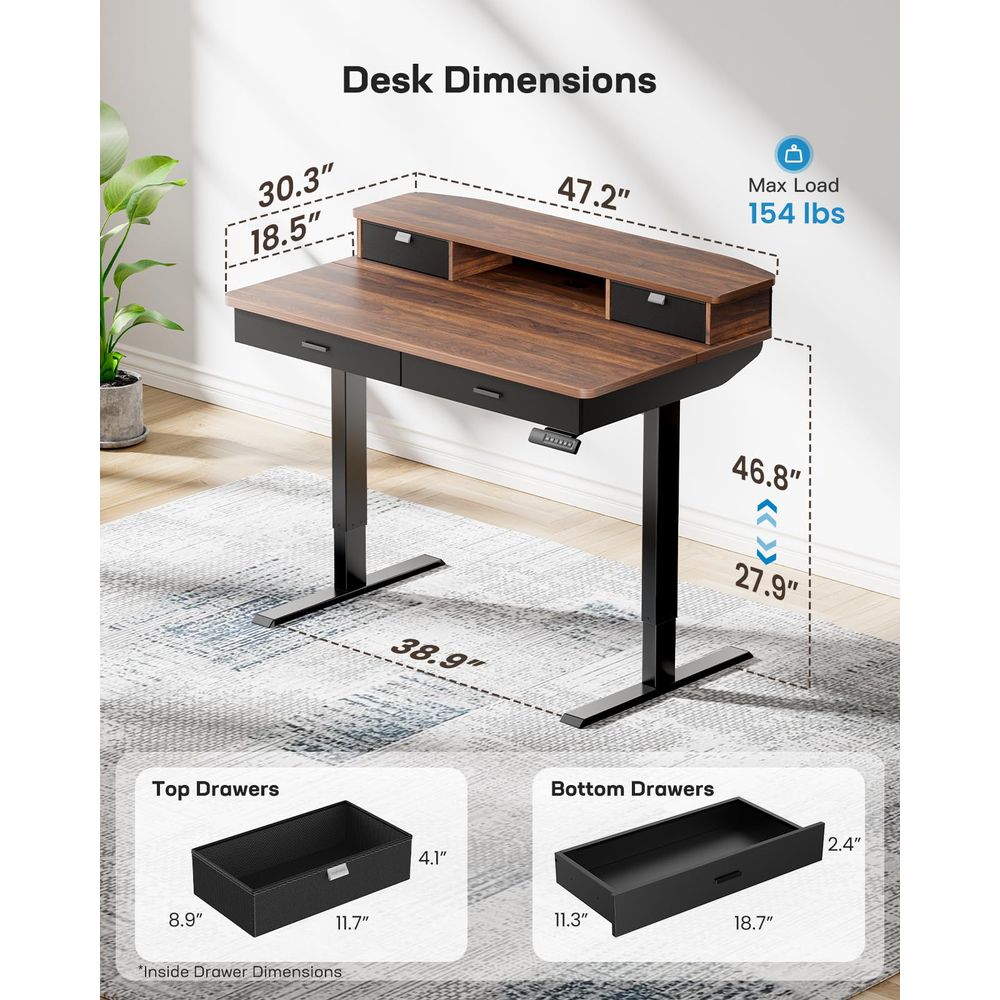 48 x 30 inch Electric Standing - Home Office With Two Desks recension och pris