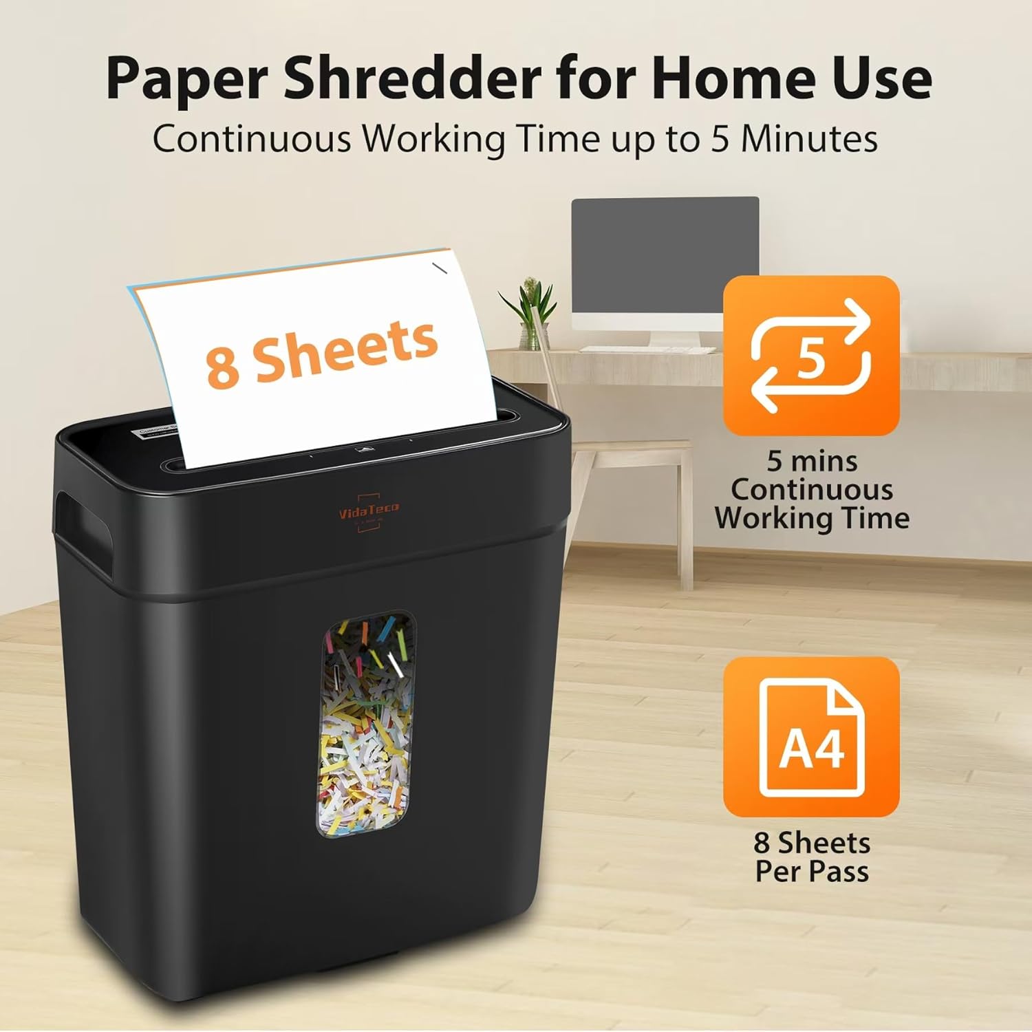 8-Sheet Cross-Cut Paper Shredd - Home Office Paper Shredder recension och pris