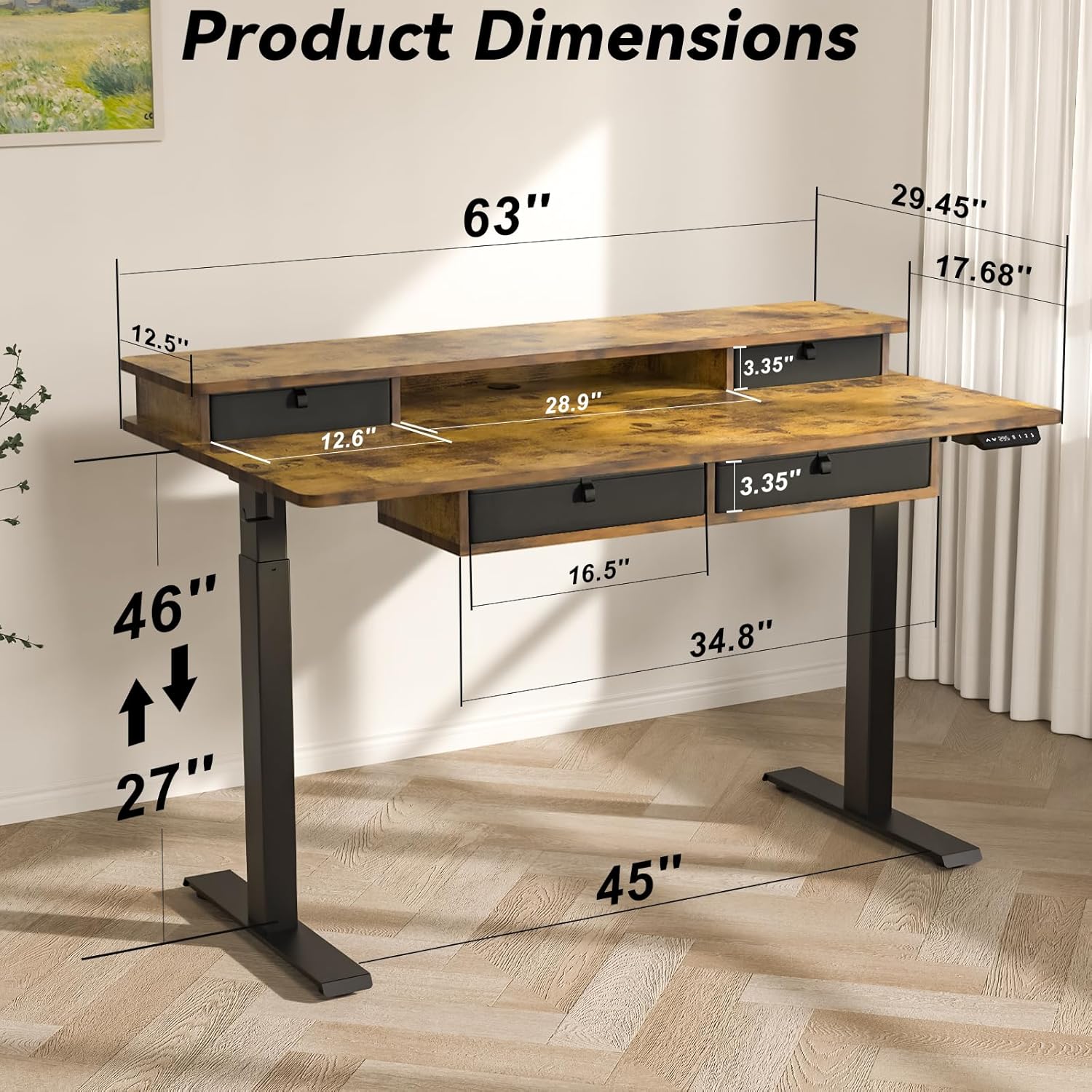 Height Adjustable Electric Des - Home Office With Two Desks recension och pris