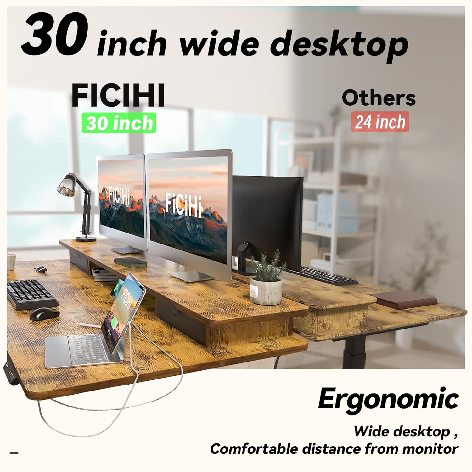 Height Adjustable Electric Des - Home Office With Two Desks recension och pris