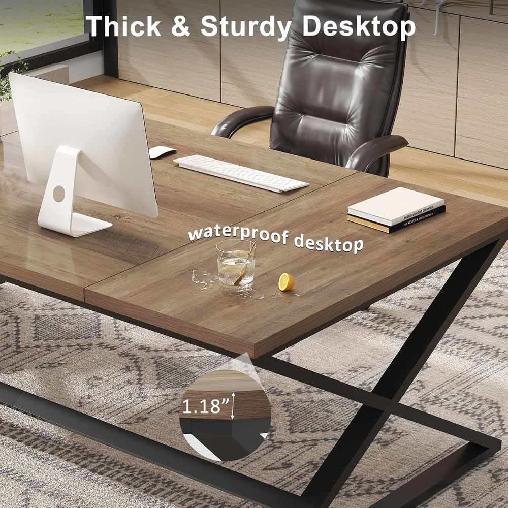 70.8 Rustic Oak Double PC Gami - Home Office With Two Desks recension och pris