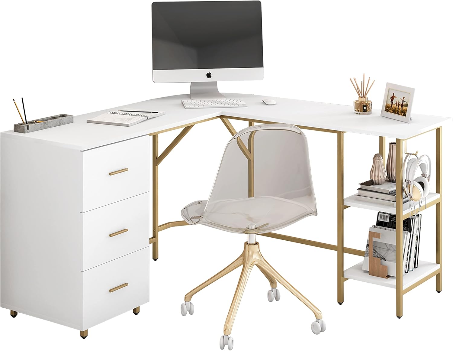L Shaped Desk - Two-Toned Comp - Home Office With Two Desks recension och pris