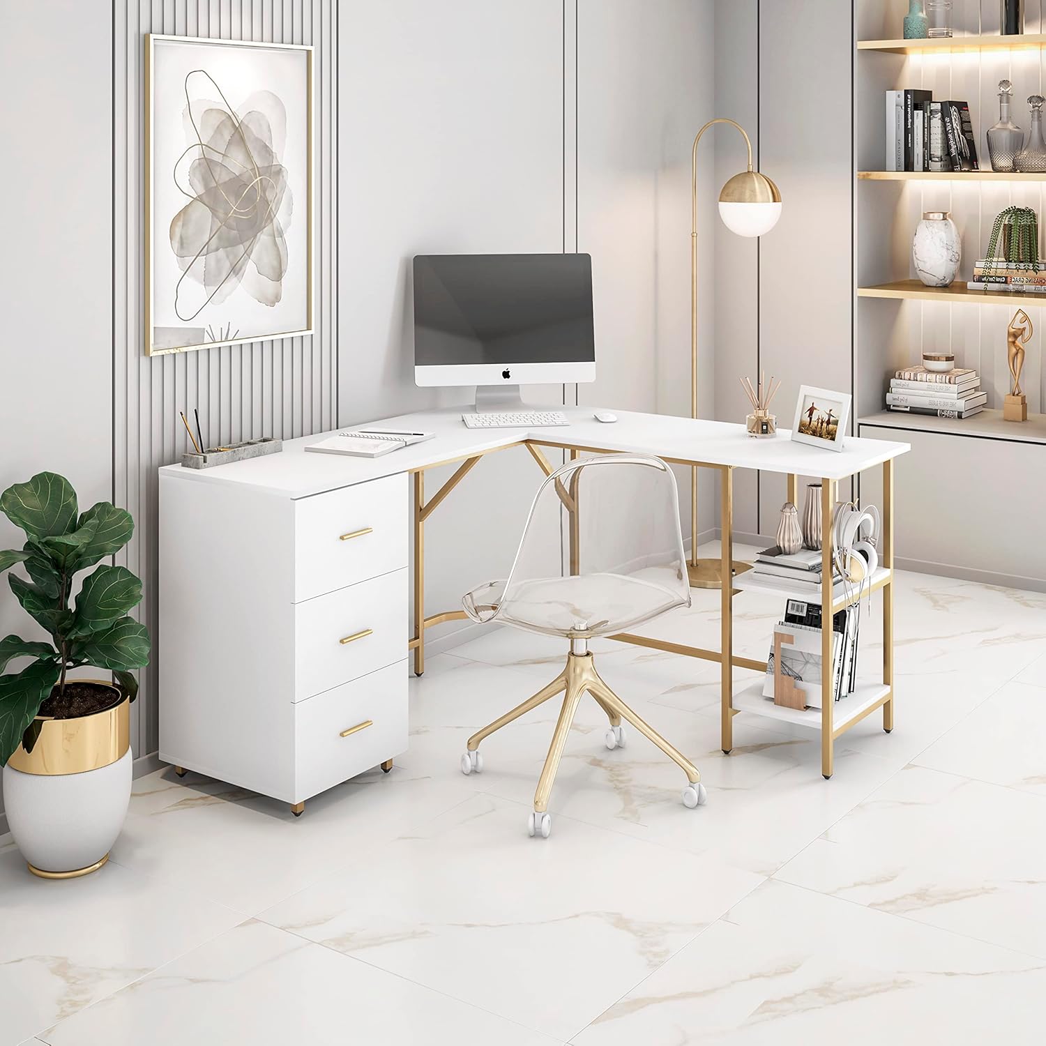 L Shaped Desk - Two-Toned Comp - Home Office With Two Desks recension och pris