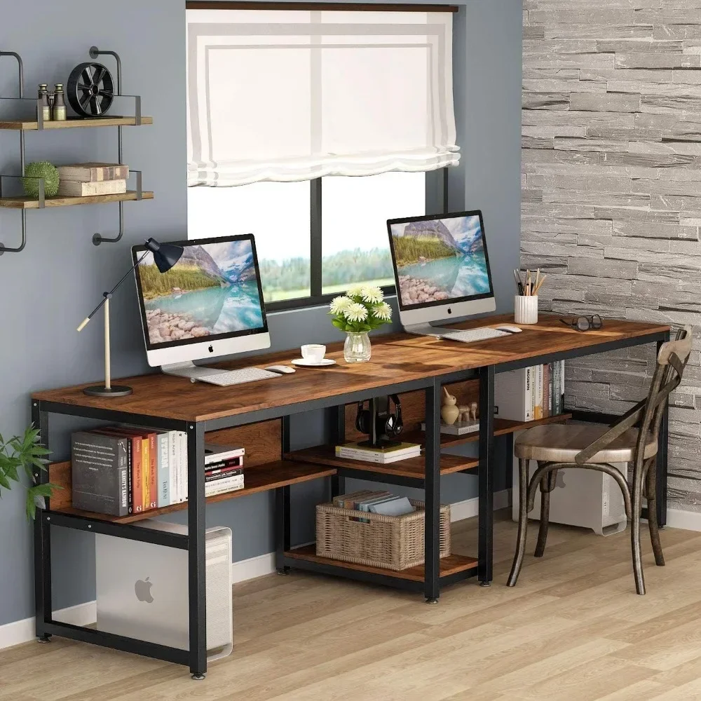 # Two Person Desk With Bookshe - Home Office With Two Desks recension och pris
