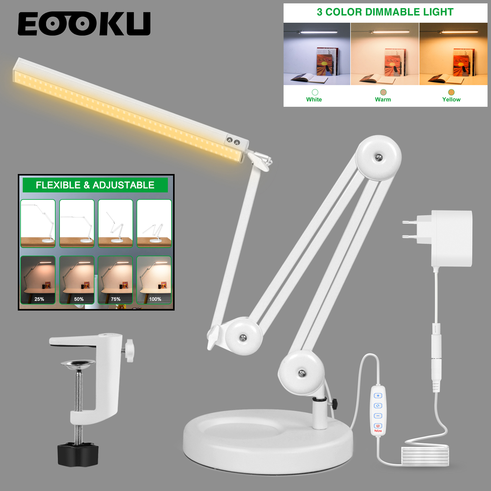 EOOKU EU/US 12V Table Lamp wit - Home Office Work Table recension och pris