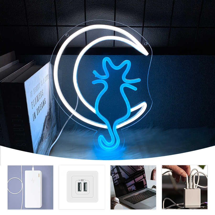 Animation Neon Sign, Moon And  - Home Office Icon recension och pris