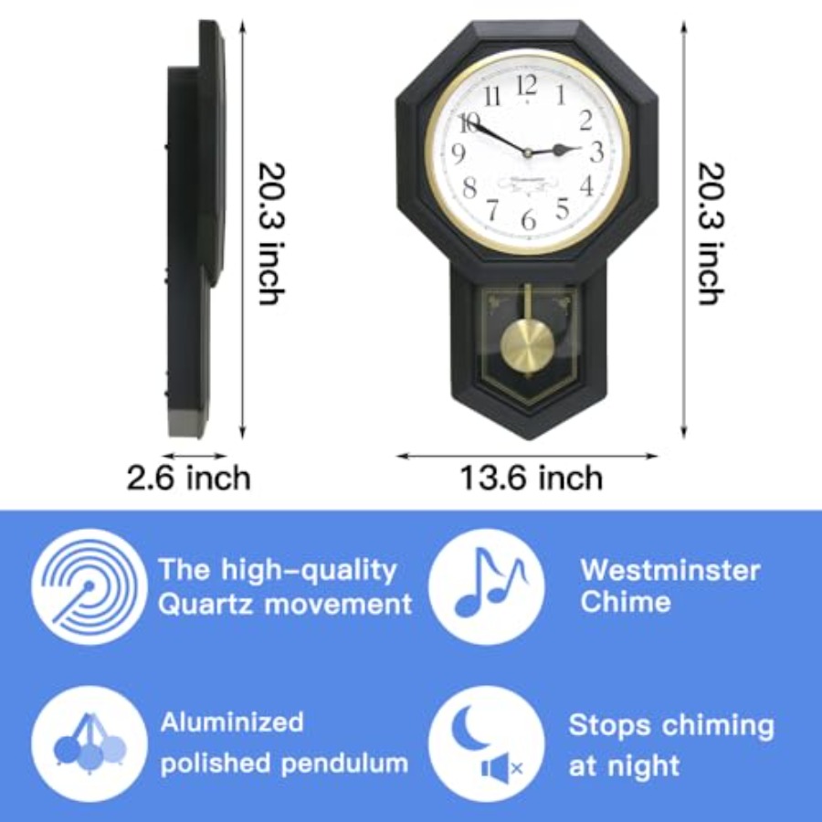 66236 Plastic Pendulum Clock.  - Home Office Westminster recension och pris
