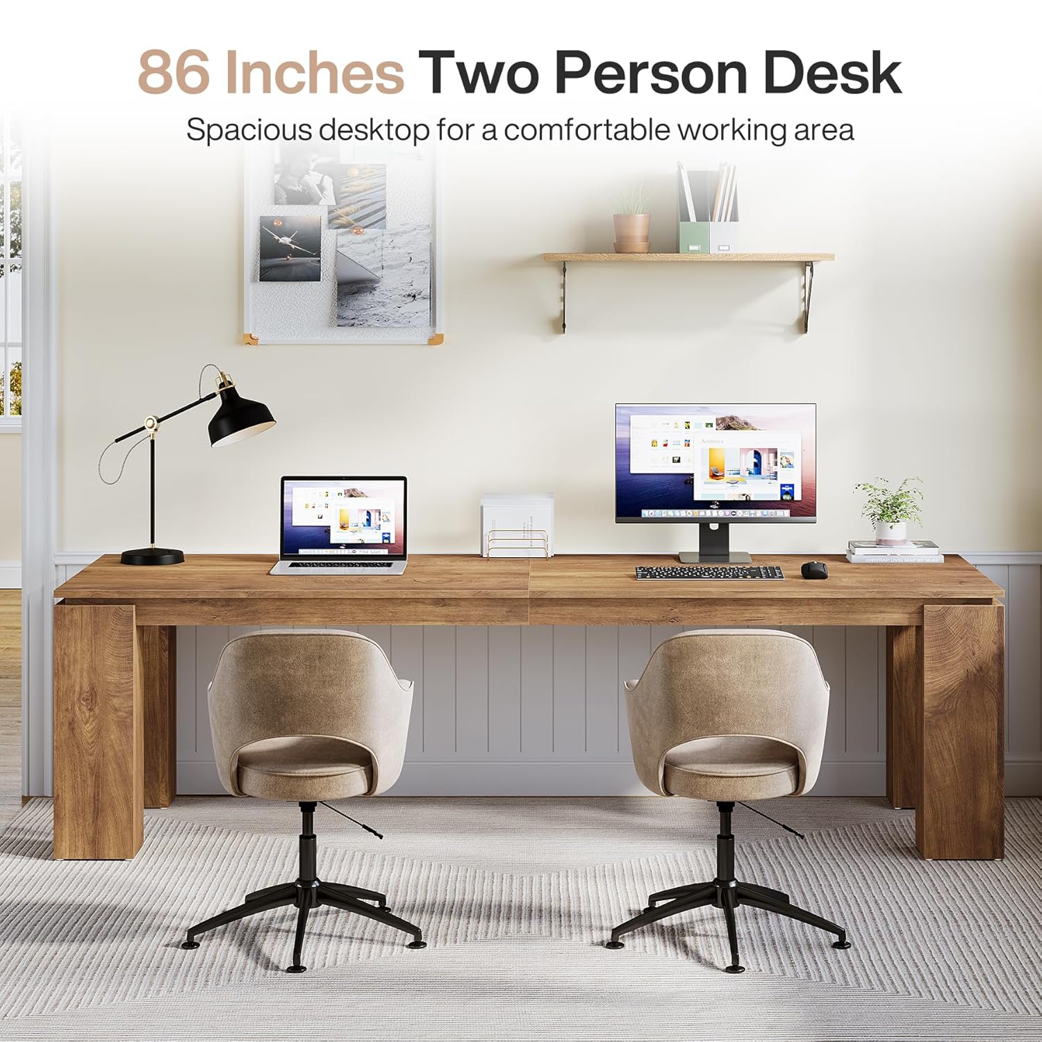 86-Inch Wood Two-Person Desk,  - Home Office With Two Desks recension och pris