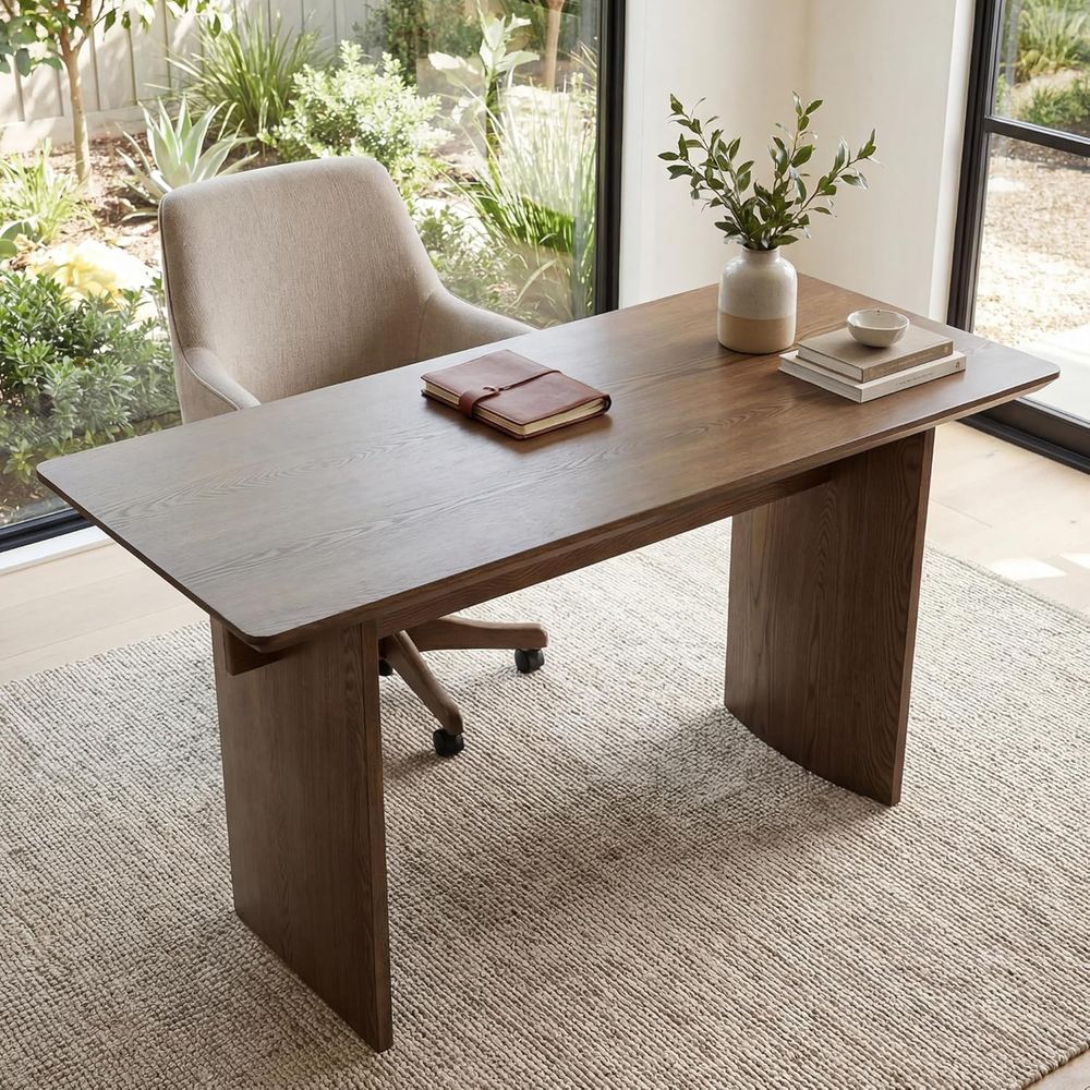 Spacious 55 Natural Walnut Min - Home Office With Two Desks recension och pris