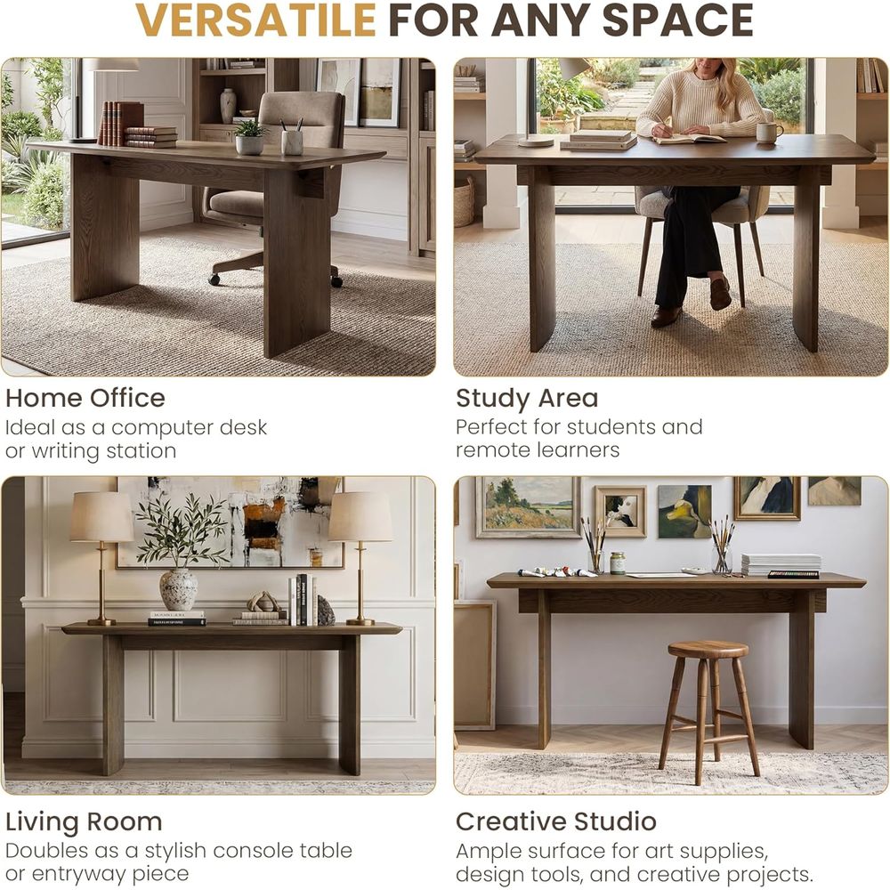 Spacious 55 Natural Walnut Min - Home Office With Two Desks recension och pris